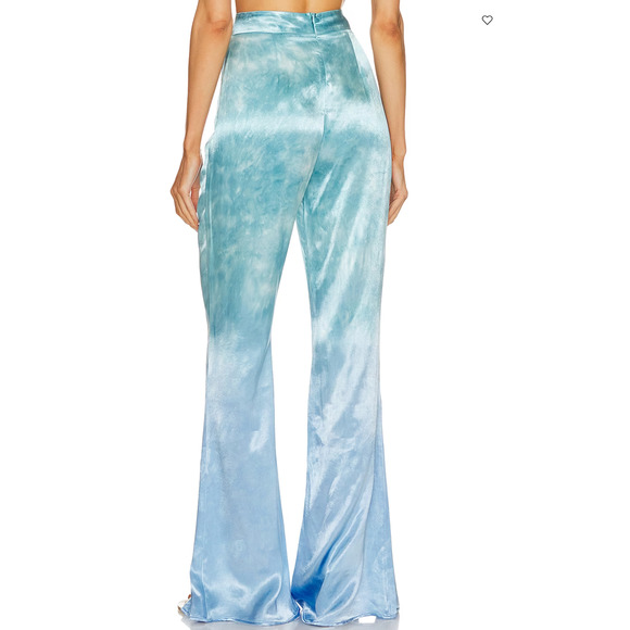 Rays for Days Blue Satin Flare Pant SMALL Ombre Split Cuff  Flare Retro 70s Boho - Picture 8 of 10